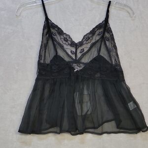 Millau Sheer Black Lace Chemise